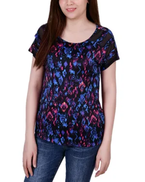 Fade Resistant Coating Short Sleeve Top With Mesh Sleeve