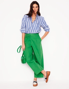 WrinkleFree Finish Recycled Polyester Fabric Sadie Relaxed Linen Shirt-Bright Blue Woven Breton