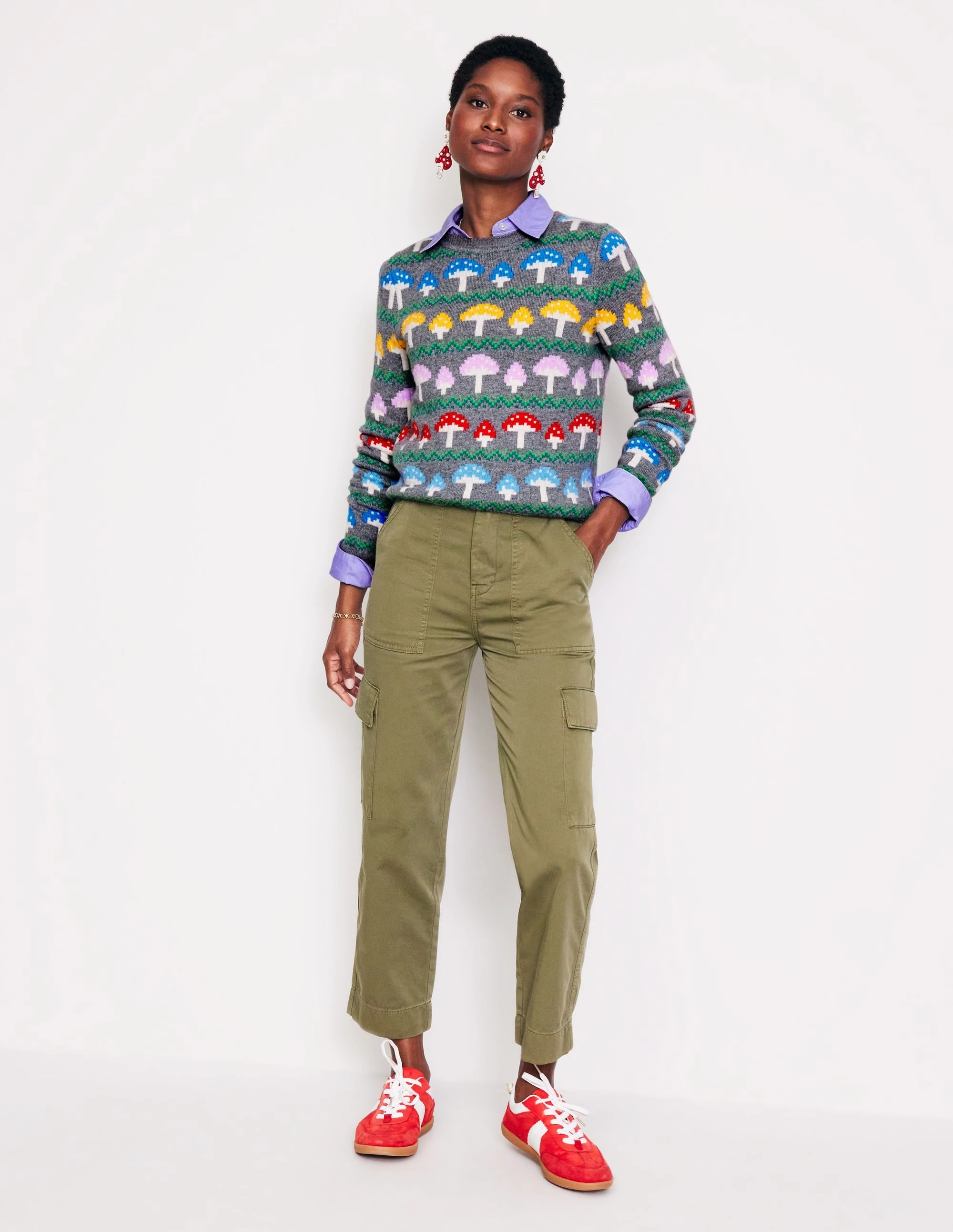 Workday Fit Edie Fair Isle Jumper-Grey Mushroom