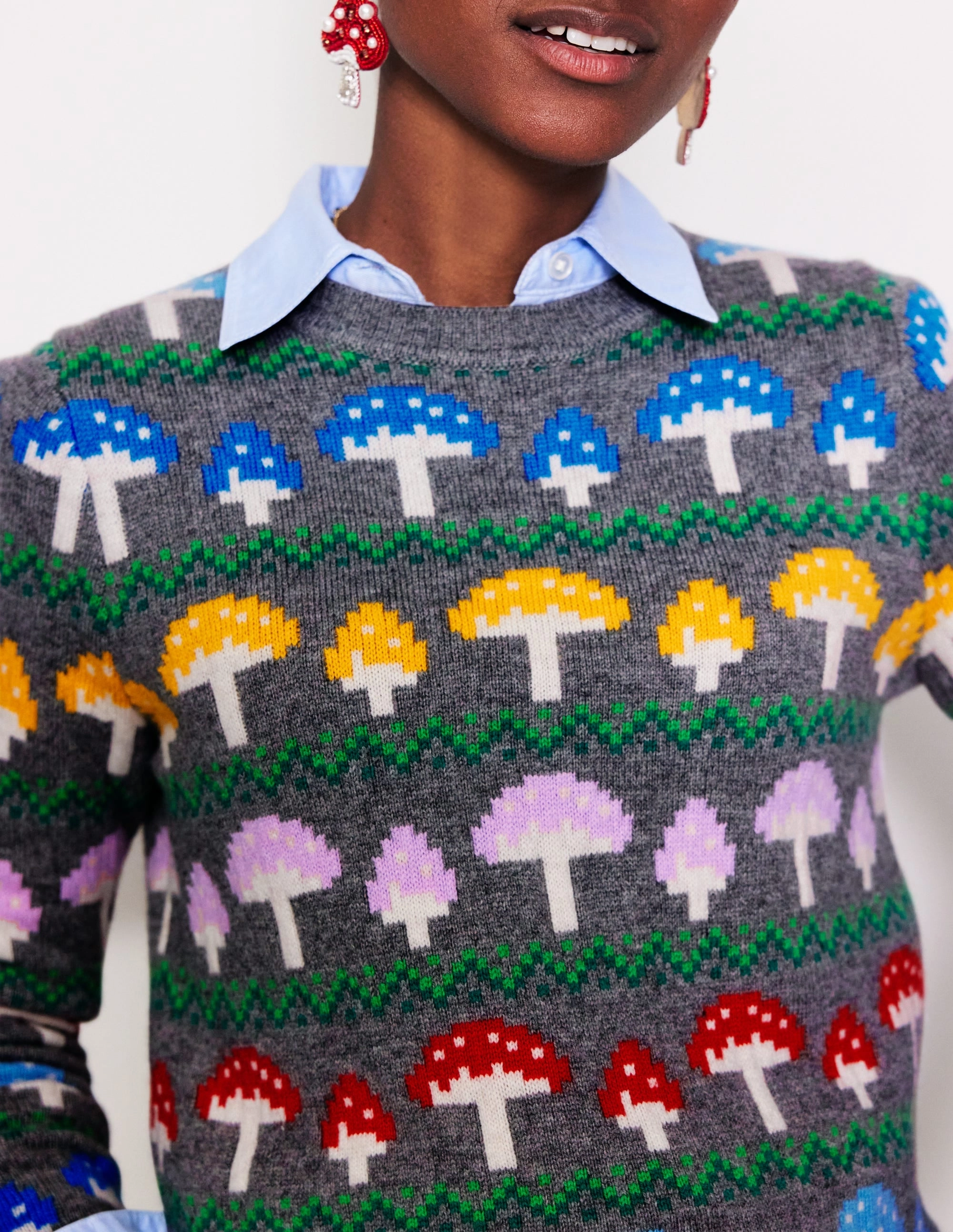 Natural Feel Edie Fair Isle Jumper-Grey Mushroom
