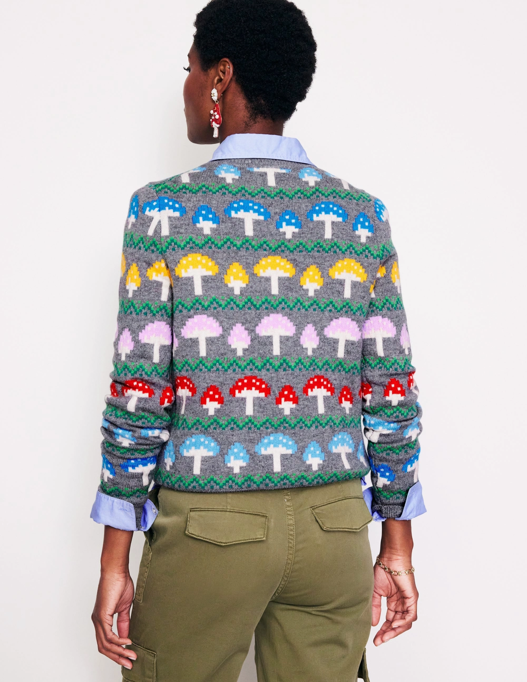 Autumn Ready Edie Fair Isle Jumper-Grey Mushroom