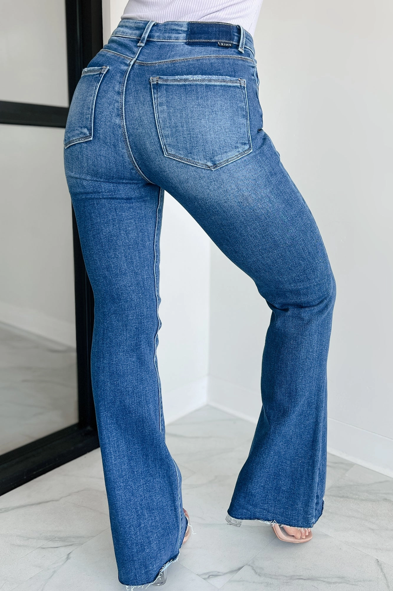OdorResistant Treatment Brynn High Rise Raw Cut Risen Non Distressed Jeans (Dark)
