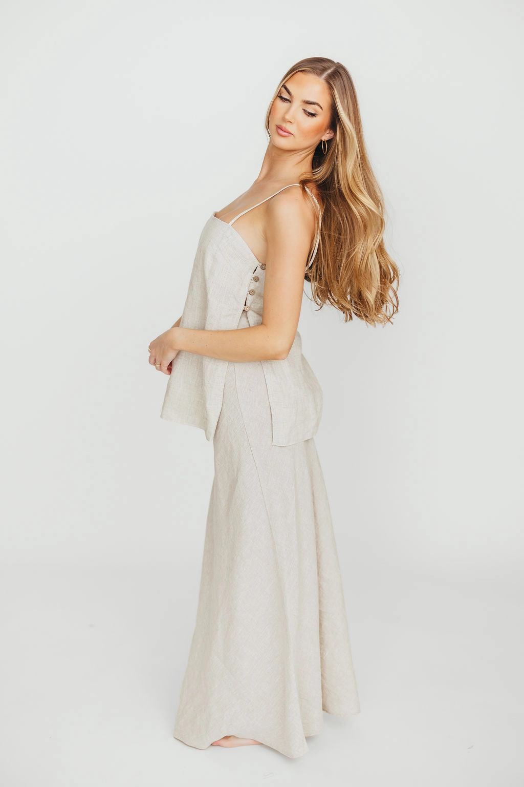 new semester Novella 100% Linen Woven Maxi Skirt in Linen *Final-Sale*