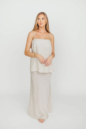 Novella 100% Linen Woven Maxi Skirt in Linen *Final-Sale* mix and match Breathable Waistband