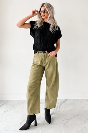 Hansen Hight Rise Barrel Jeans (Olive) Movement Ready Fit Active Design Wear