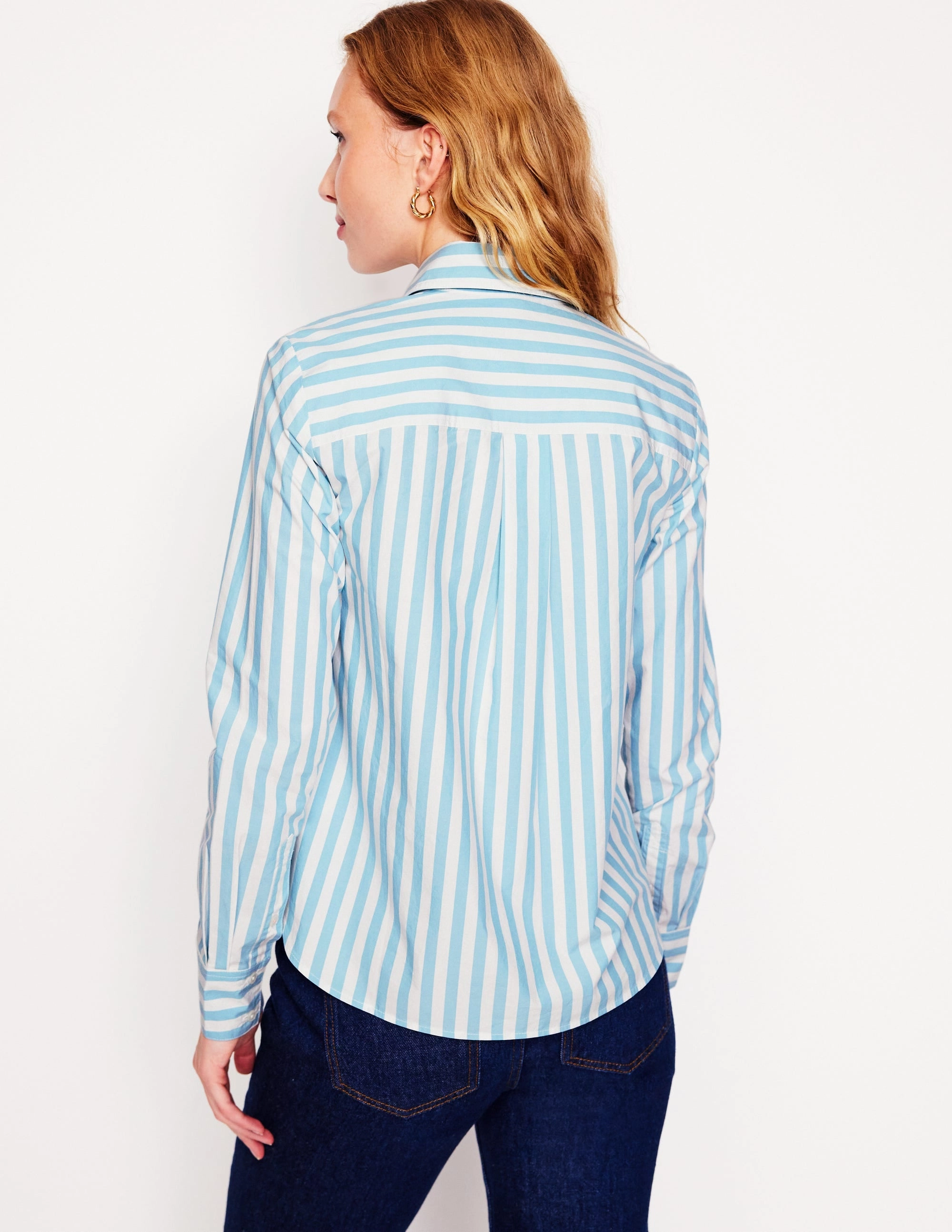 Sienna Cotton Shirt-Duck Egg Blue Stripe VentilatedBack AntiPillingTechnology