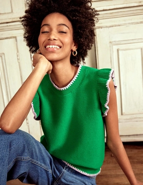 Stretch Ribbing Lightweight texture Lena Stitch Detail Tank-Rich Emerald