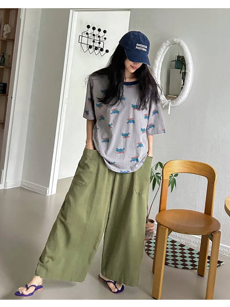 CASUAL LOOSE RAMIE WIDE-LEG PANTS_CWBLP0737 Laser Cut Edges Non Restrictive Cut