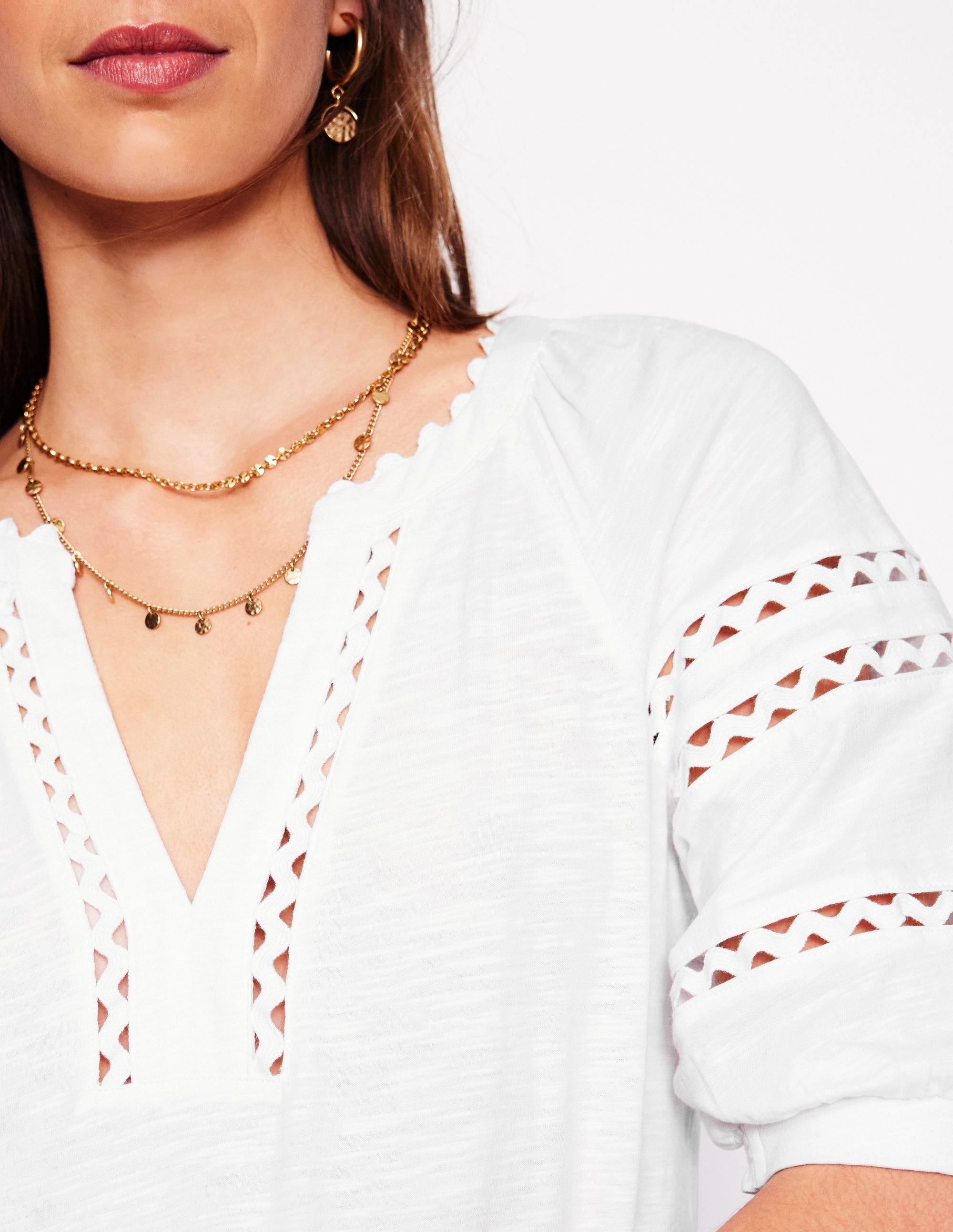 Warm Layer Maisy Rikrak Trim Top-White