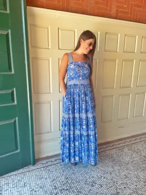 Playful-Detail Minimal Design Notting Hill Maxi Dress Blue Tulip