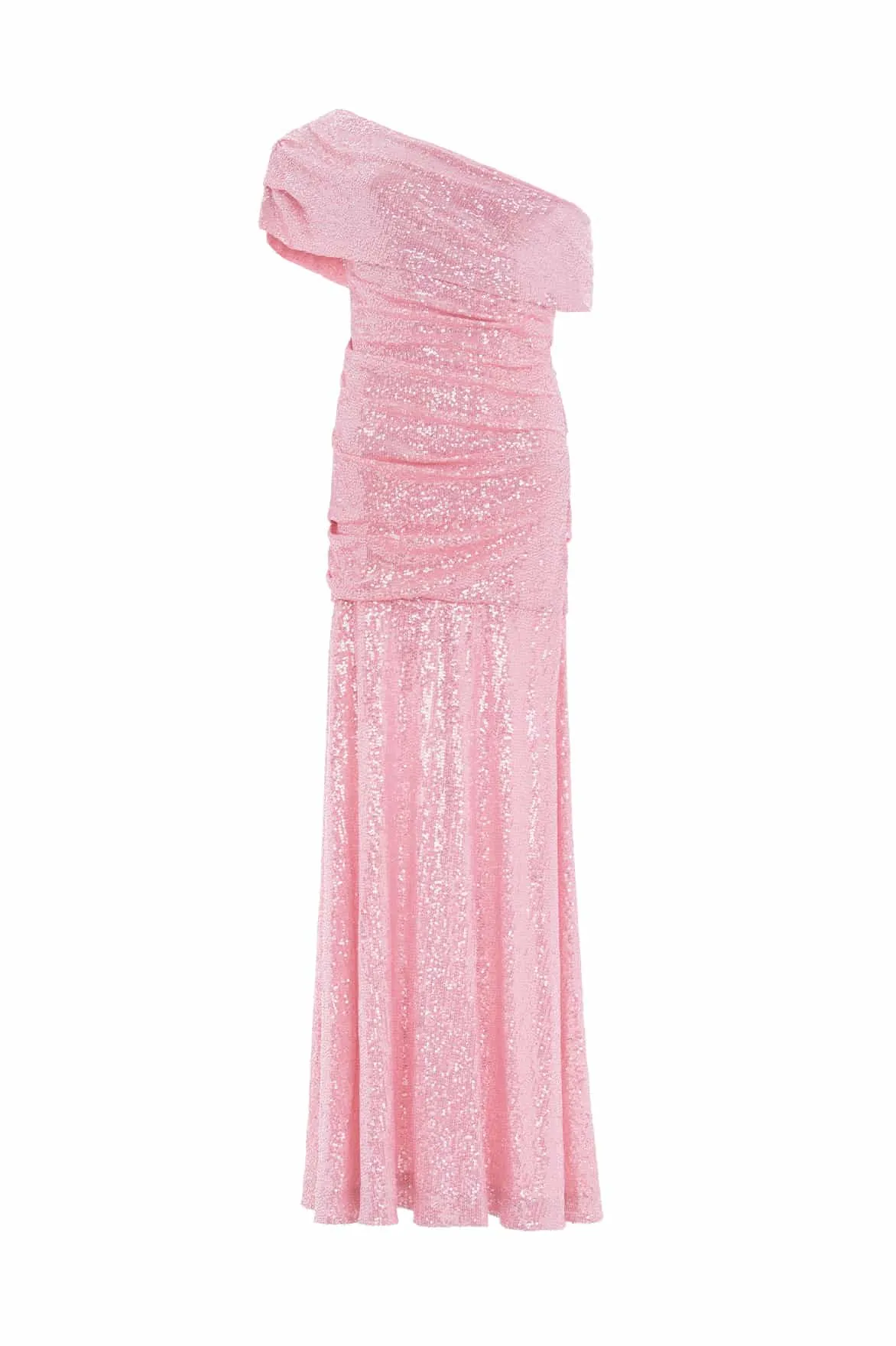 Nova Draped One-Shoulder Ankle Gown Chic Waist