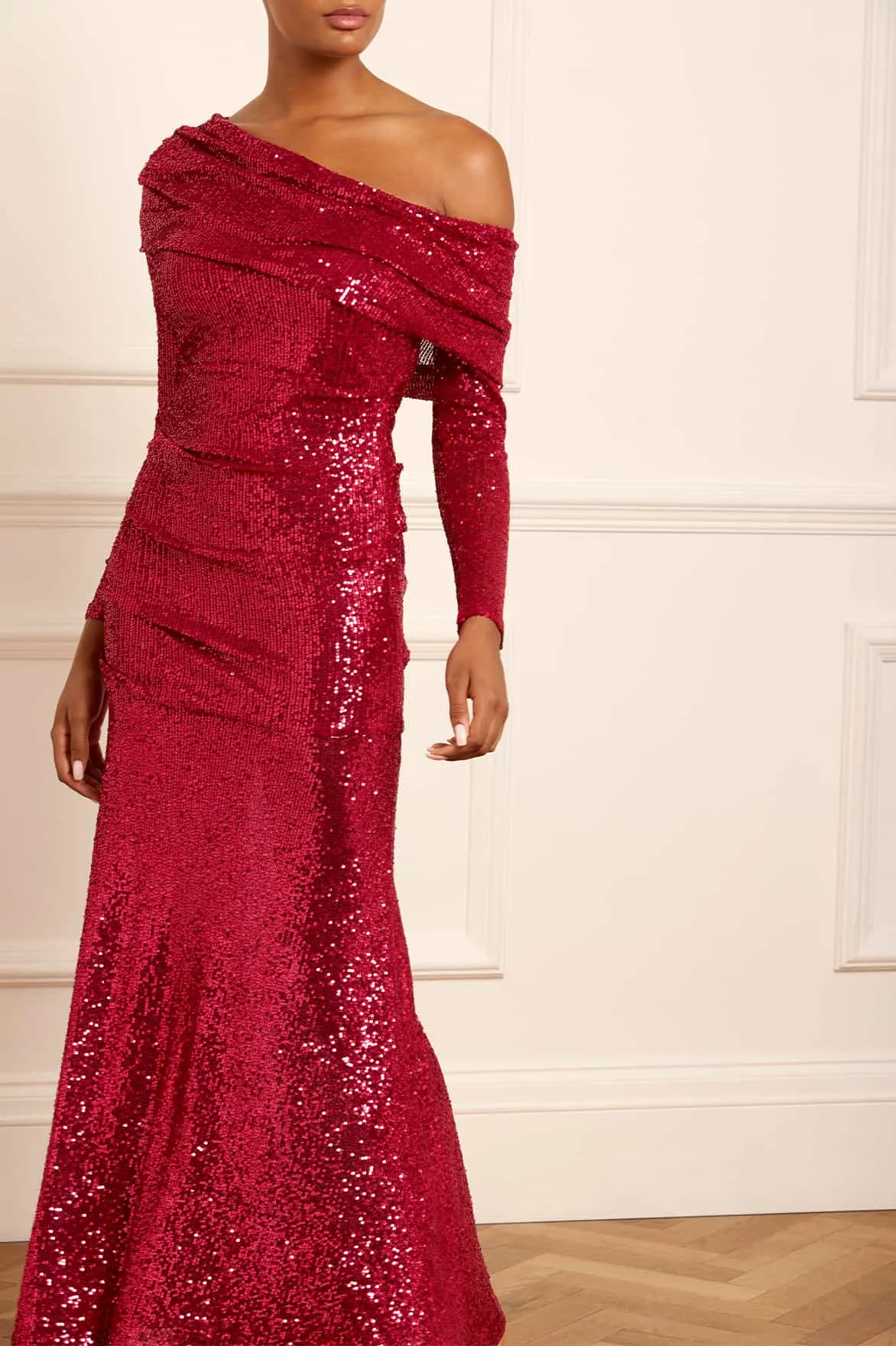 Nova One-Shoulder Ankle Gown Built-In-Slip Signature-Style