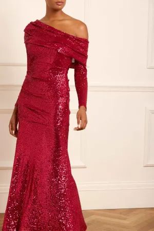 Nova One-Shoulder Ankle Gown Built-In-Slip Signature-Style