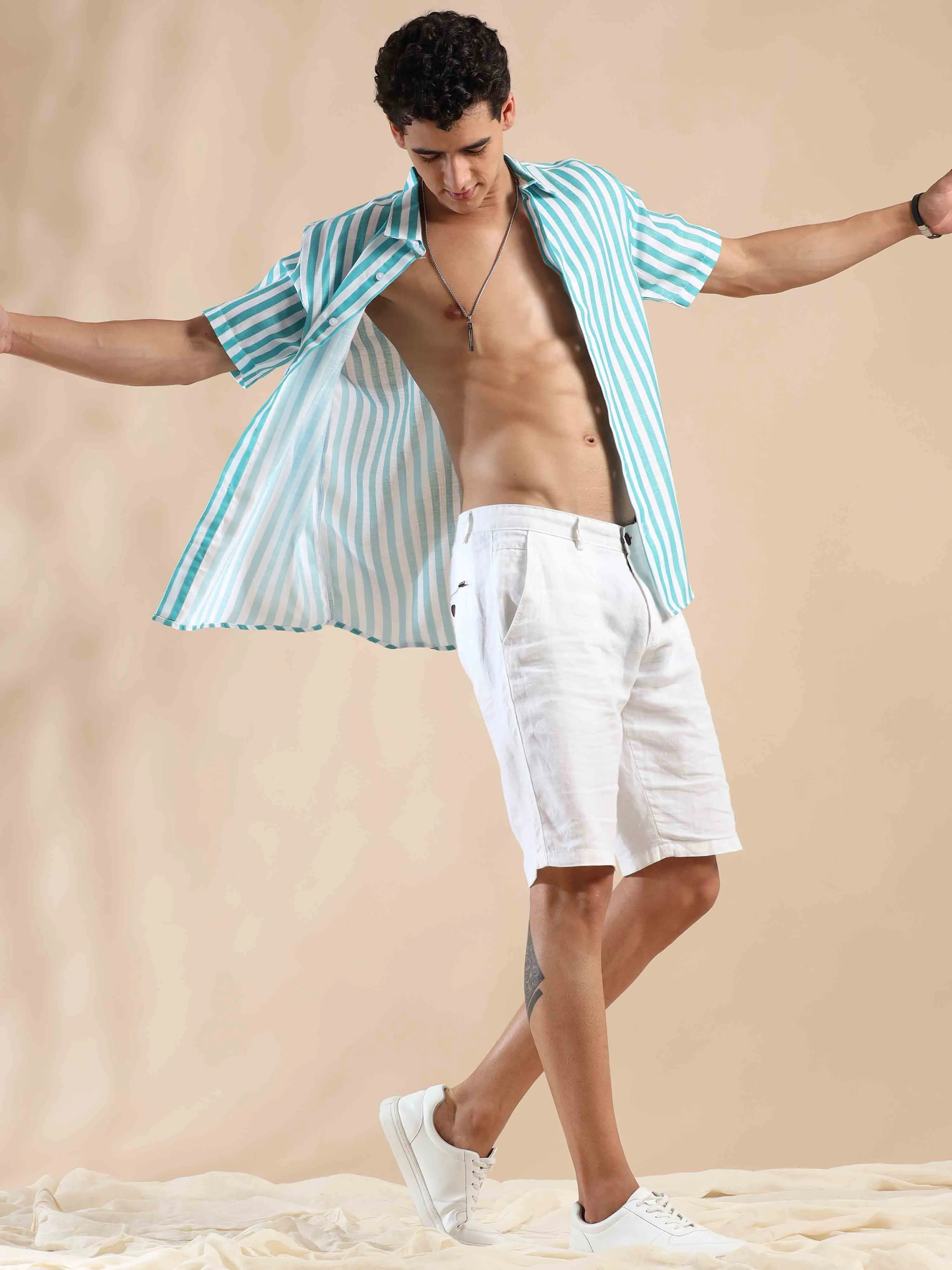 Oceanic Hosta Oasis Stripes Cotton Shirt