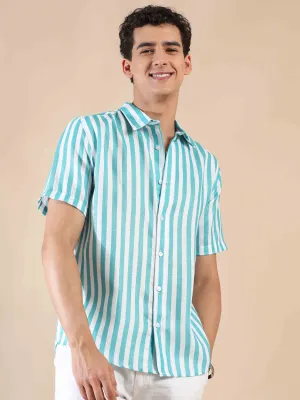 Oceanic Hosta Oasis Stripes Cotton Shirt