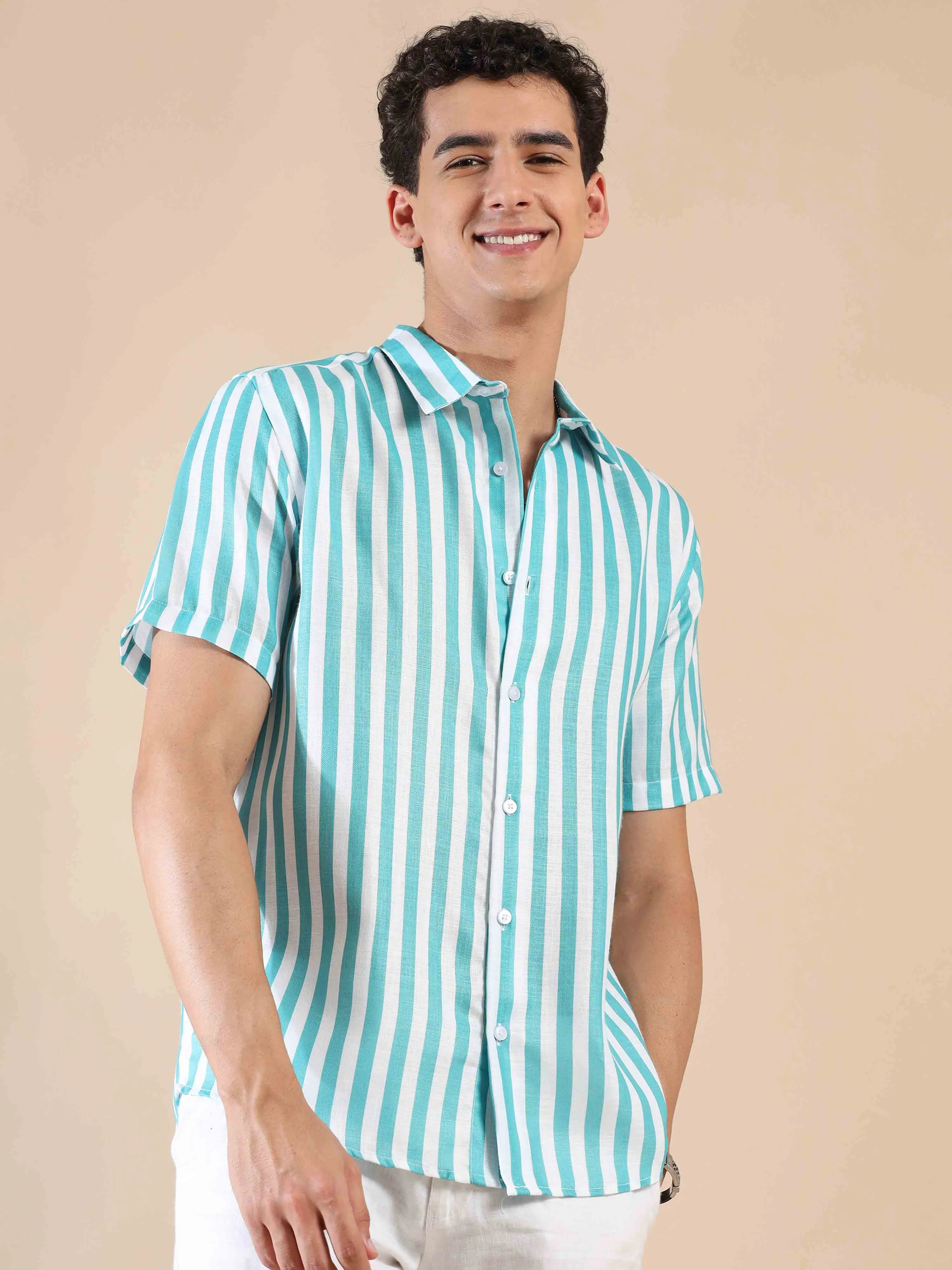 Oceanic Hosta Oasis Stripes Cotton Shirt