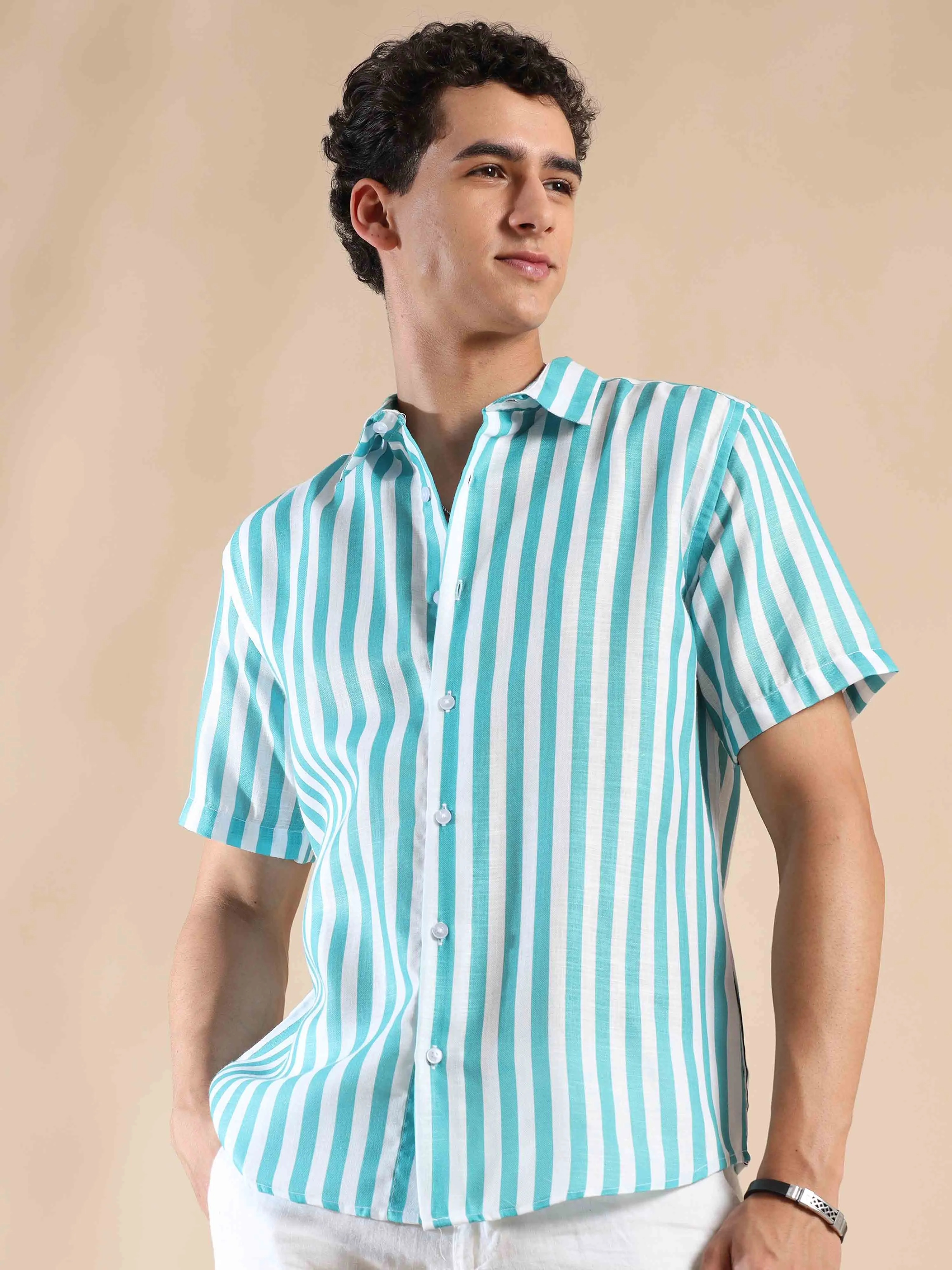 Oceanic Hosta Oasis Stripes Cotton Shirt