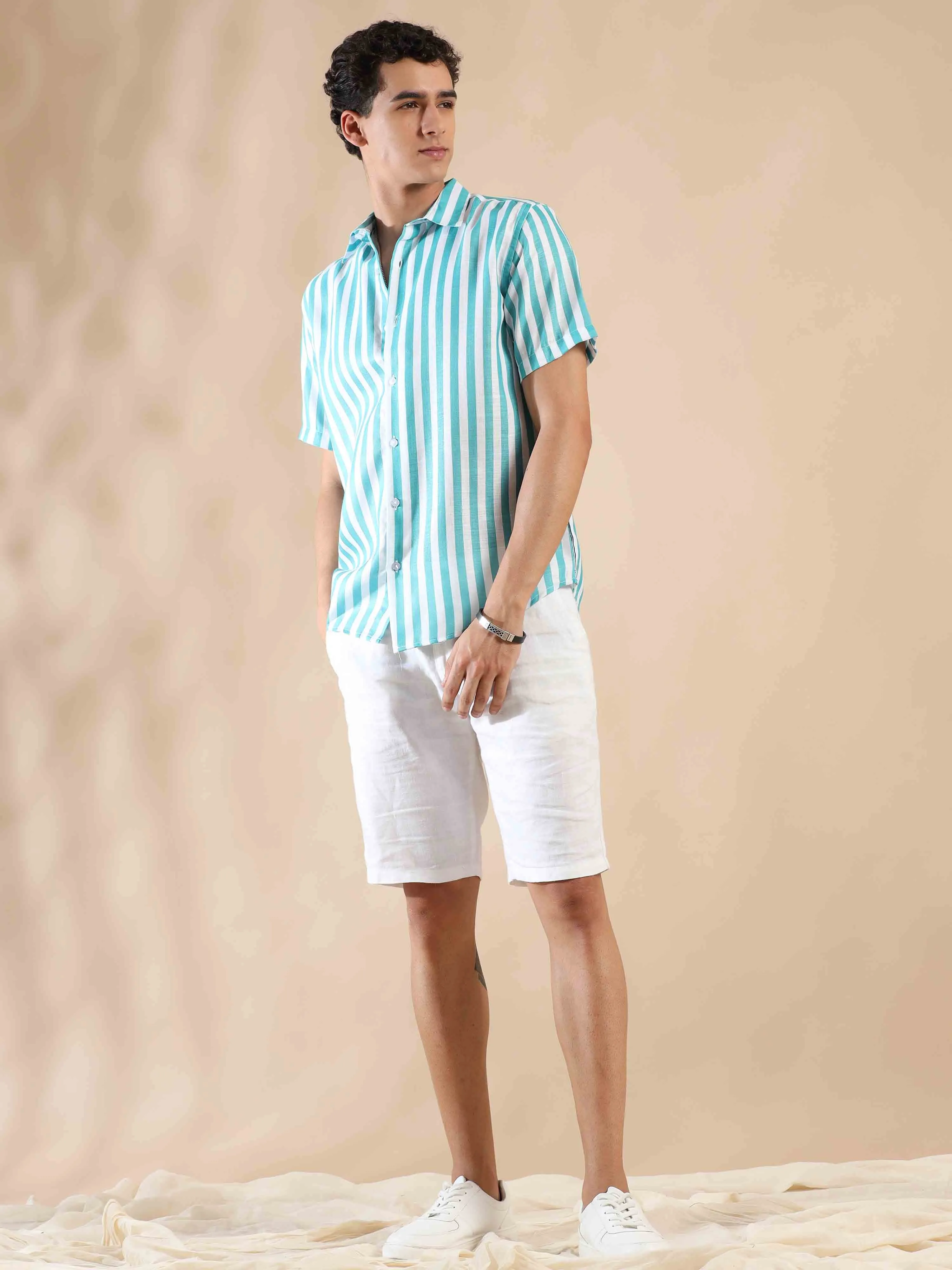Oceanic Hosta Oasis Stripes Cotton Shirt
