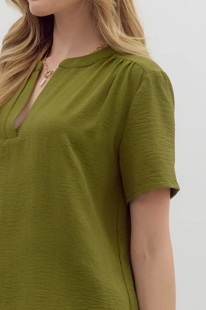 UV protection coating Odette Short Sleeve Top in Olive