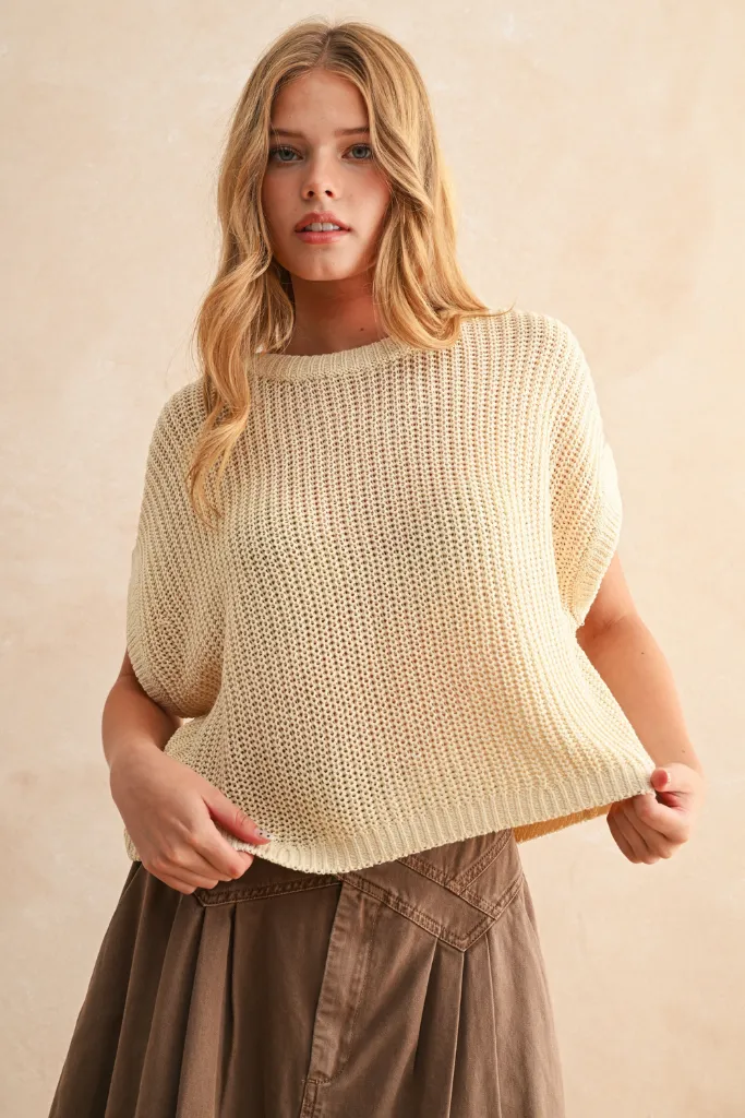 Maggie Cap Sleeve Sweater in Cream Quick Release Fasteners