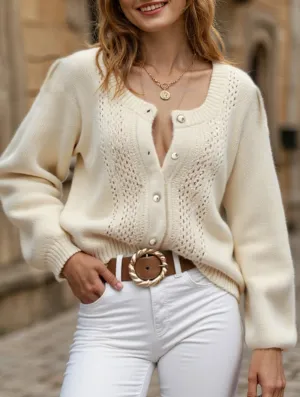 hollow V-neck cardigan sweater Bonded Seam Technique ZipClosure