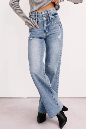 LongLastingDurability Anti Static Treatment Xander High Rise Double Waist Saige Denim Jeans (Medium)