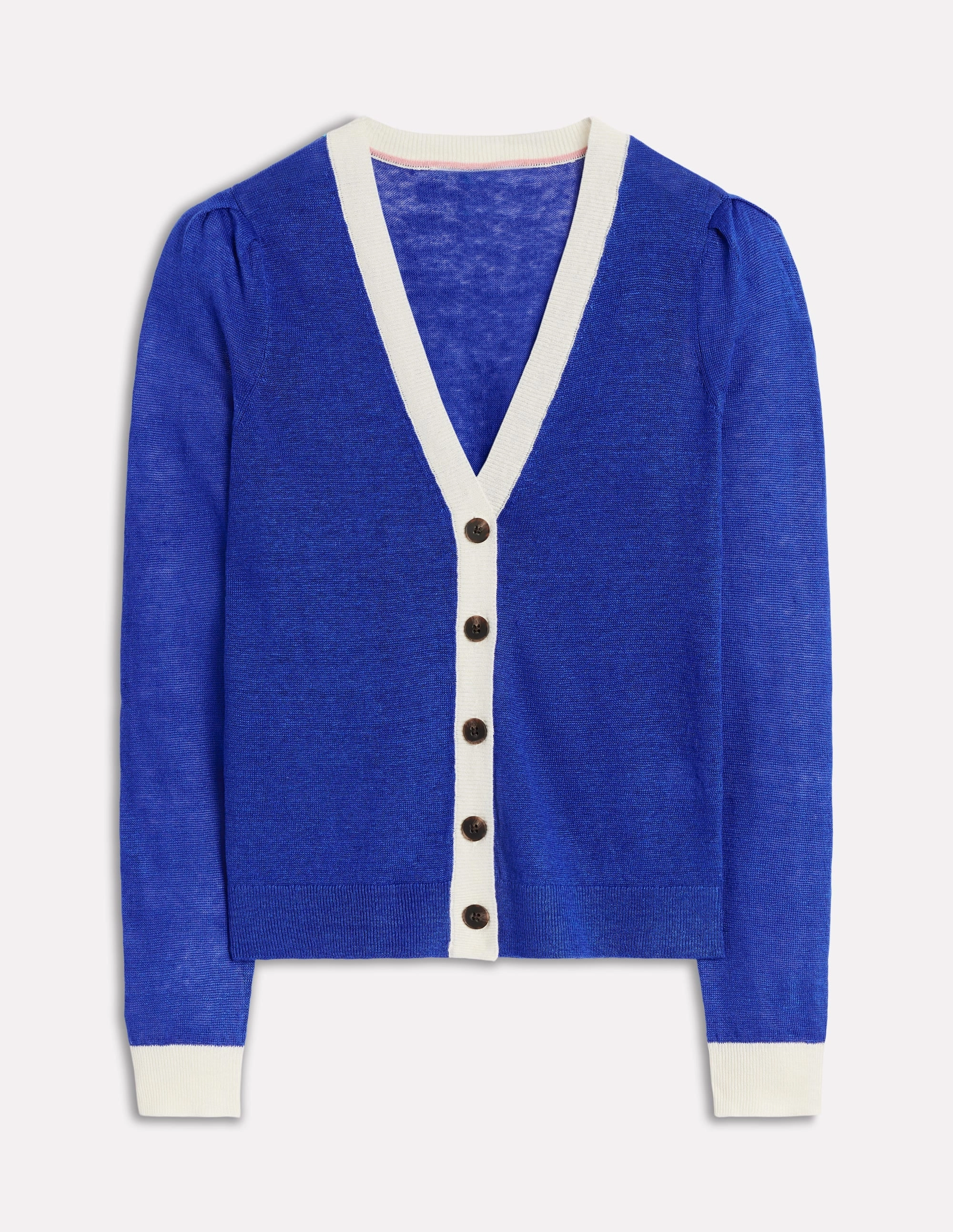 Liv V-Neck Linen Cardigan-Bright Blue Chill Weather