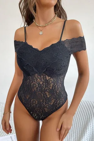 OFF SHOULDER STRAP FULL LACE BODYSUIT DurableZipper