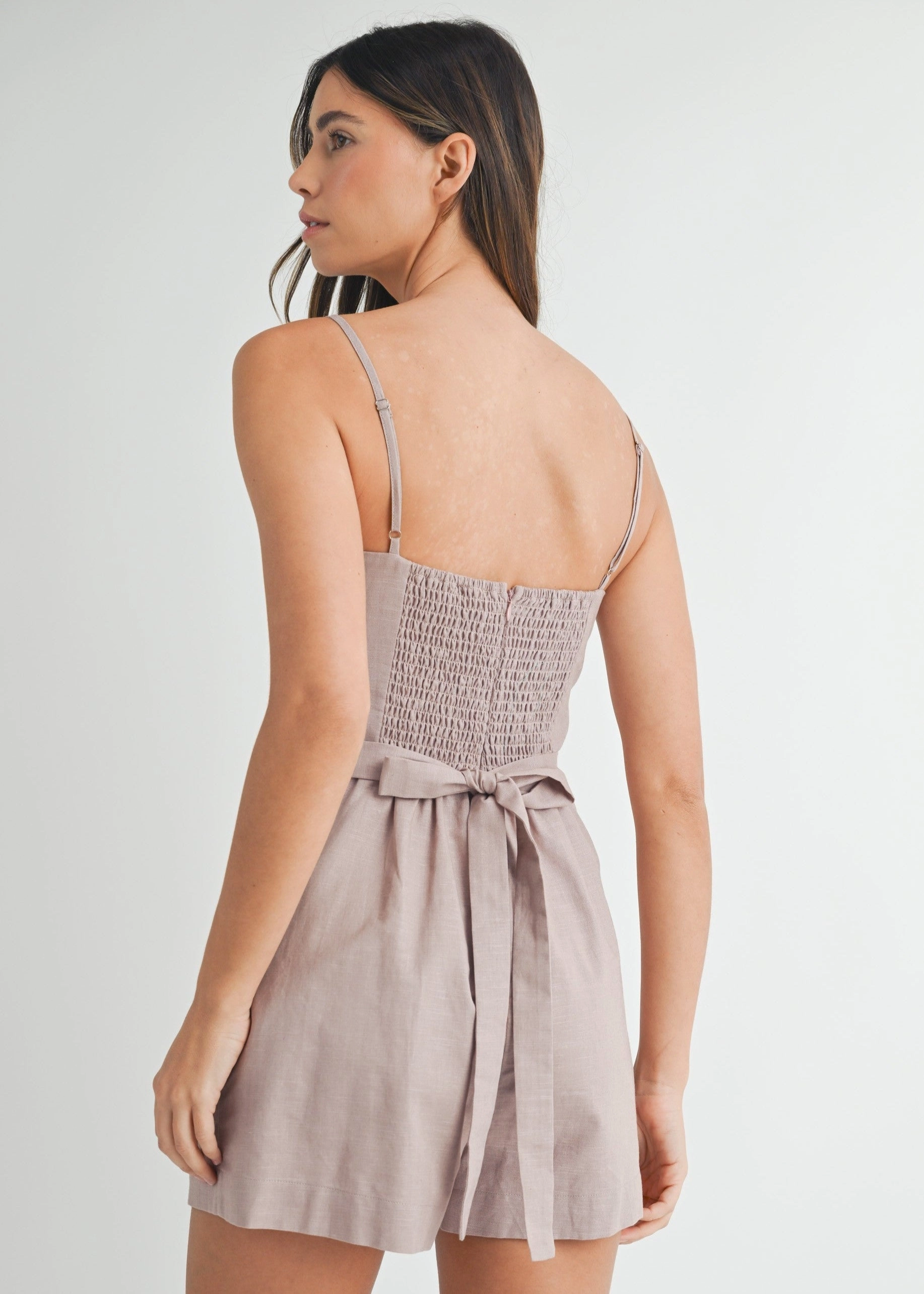 Everyday Worker Music Yoga OLIVIA LINEN HIGH NECK ROMPER