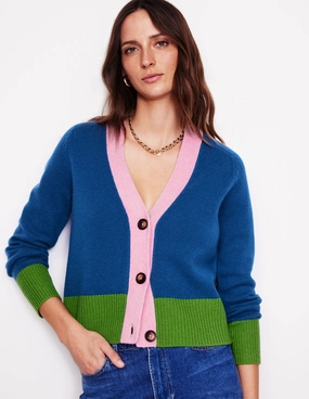 Recycled Polyester Thread Shrink Resistant Process Olivia Merino Cardigan-Sapphire Blue