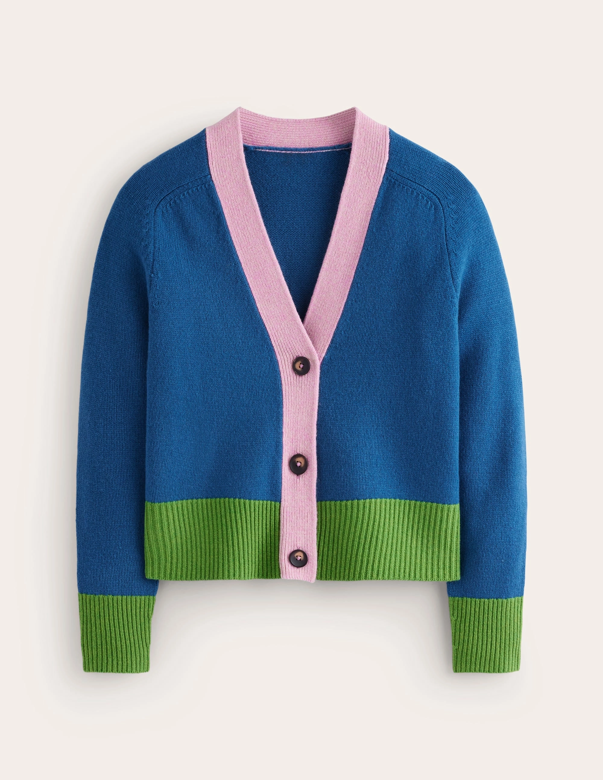 Waffle Knit Texture Olivia Merino Cardigan-Sapphire Blue