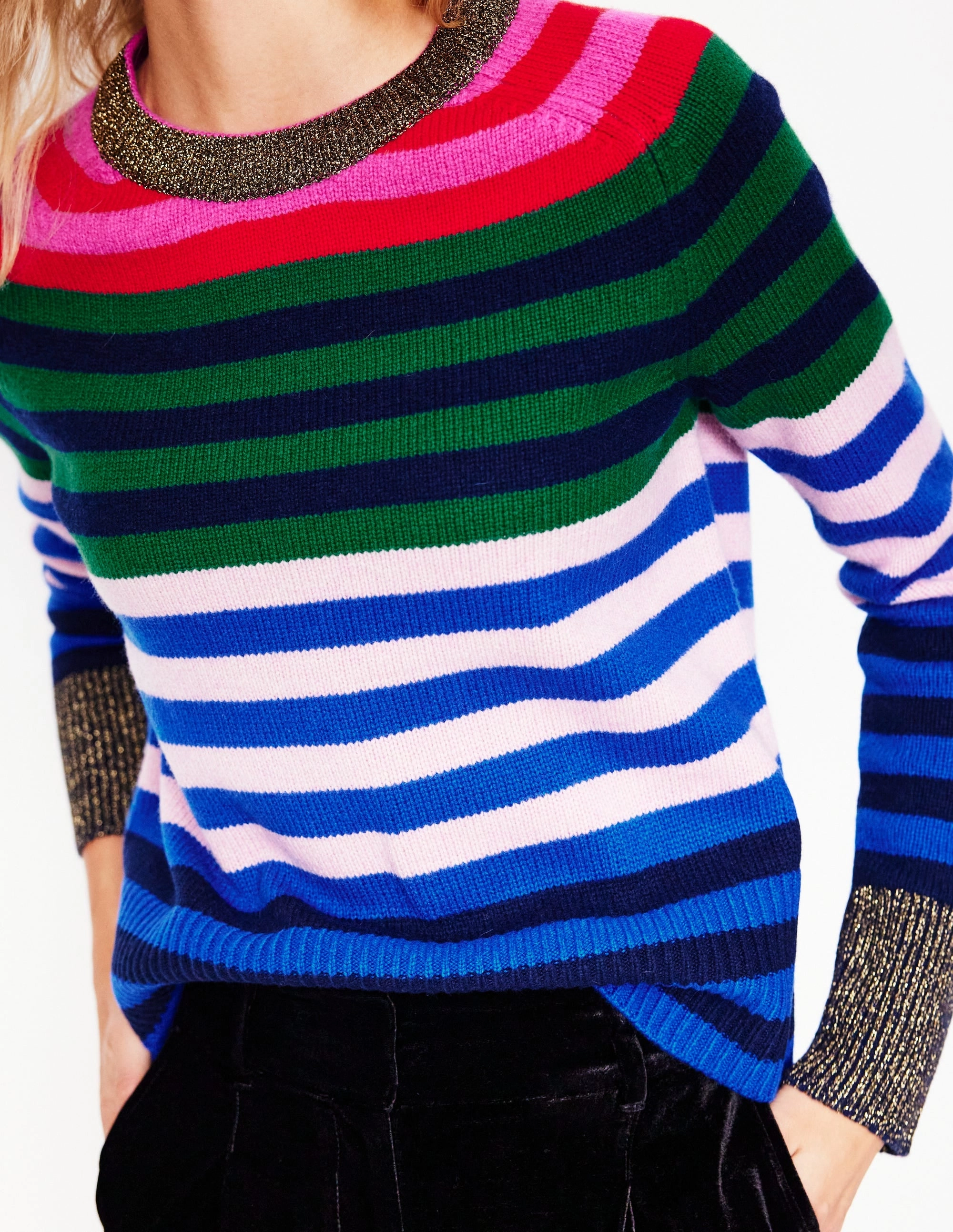 Olivia Merino Jumper-Multi, Rainbow Stripe Soft Apparel