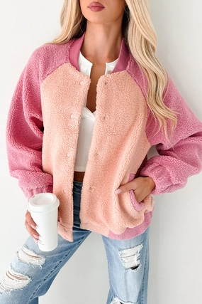 suitable for product launches Cloud Kissed Fleece Colorblock Jacket (Pink)