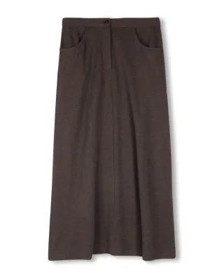 Beige Brown Carlo Maxi Skirt W-20622 Soft Outfit Minimal Vibes
