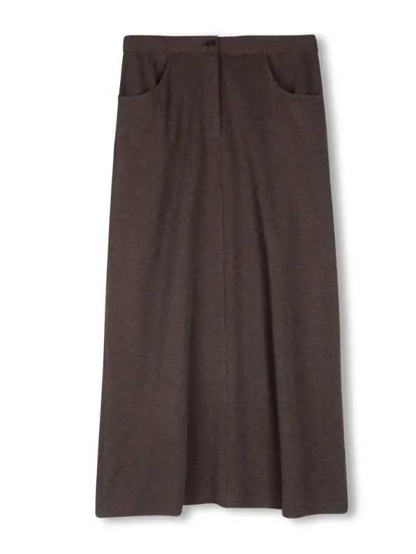 Beige Brown Carlo Maxi Skirt W-20622 Soft Outfit Minimal Vibes