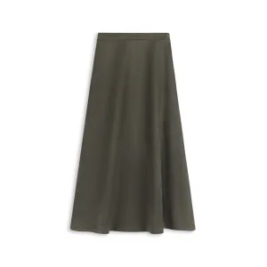 Senior Style Ventilated Panels Oops Olive Suede A Line Midi Skirt WB3CM8614SM