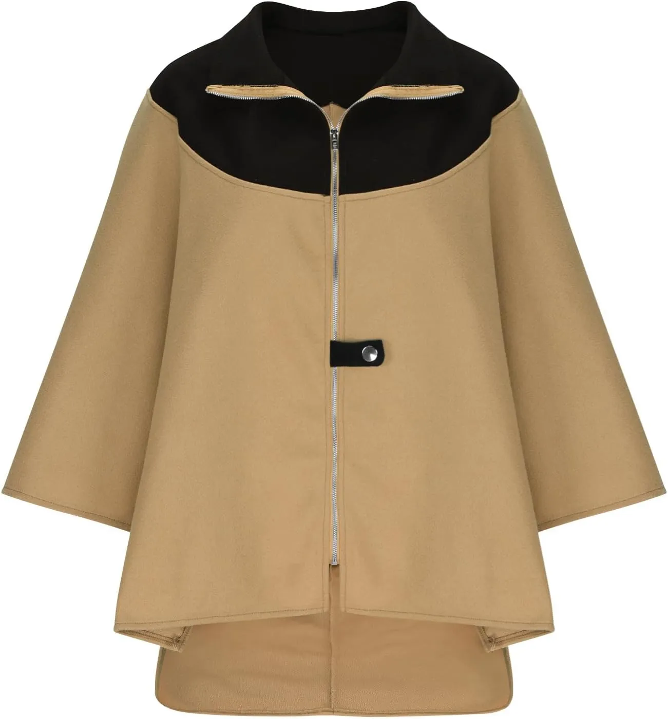 Oplxuo Womens Wool Blend Coat Oversized Long Sleeve Full Zip Up Trench Coat Stand Collar Color Block Plus Size Fall Jackets