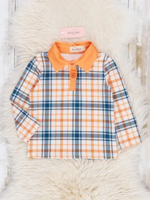 Orange & Blue Plaid Polo Shirt