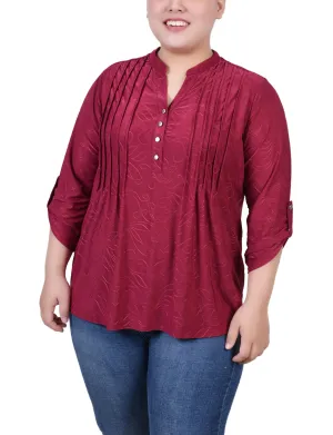 Compression Fit Engineering Plus Size 3/4 Roll Tab Pullover Top
