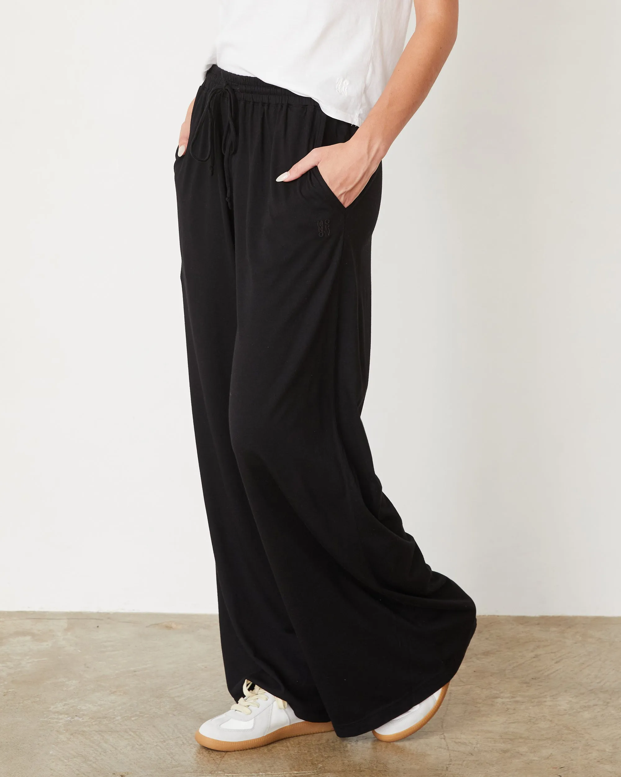 Seamless Waistband Boho chic Organic Jersey Wide Leg Pant