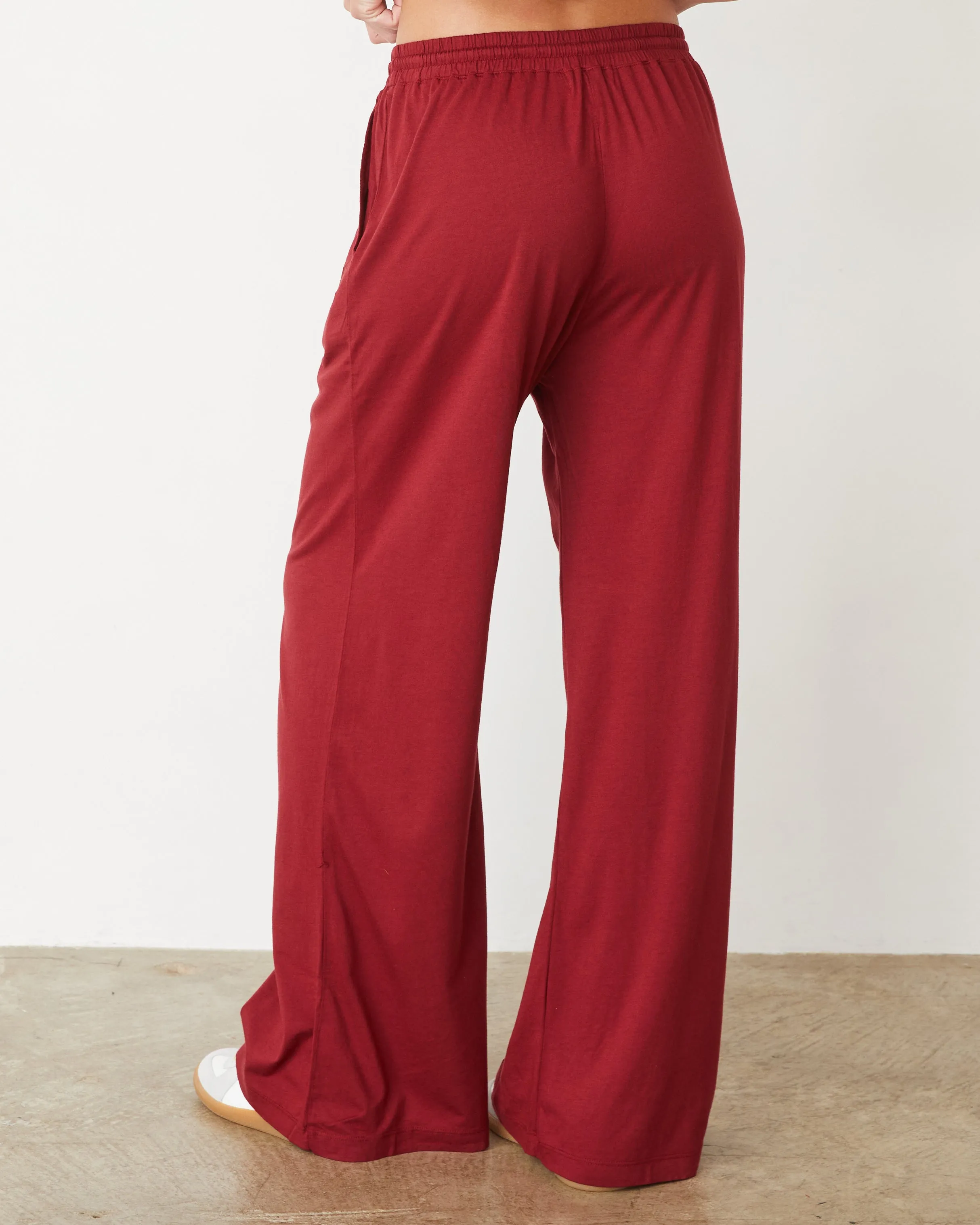 Organic Jersey Wide Leg Pant Mesh Lined Structured Hemline