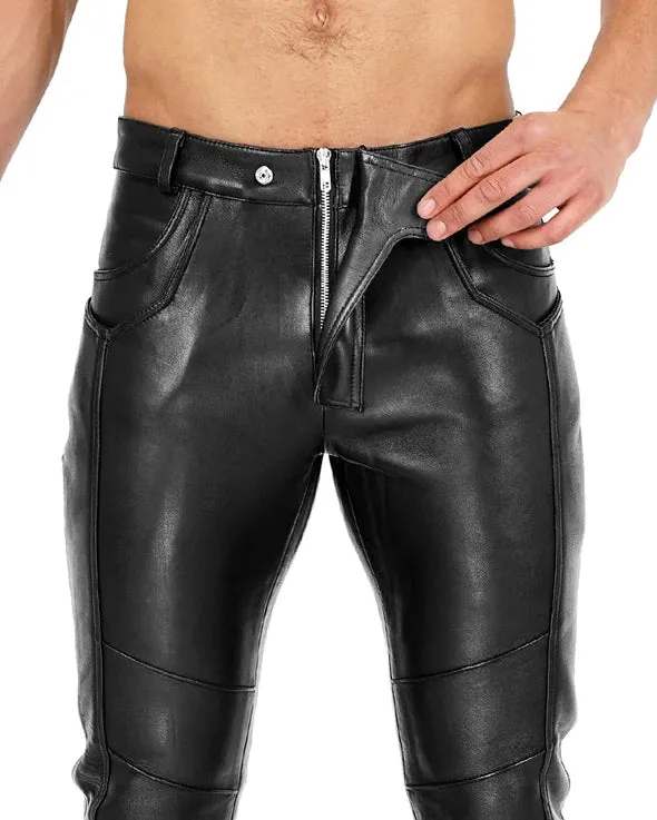 Original Cowhide Thick Leather Men's Pant