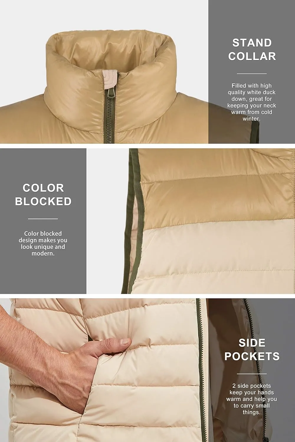 Orolay Men's Ultra Lightweight Down Vests Quilted Packable Winter Vest with Stand Collar