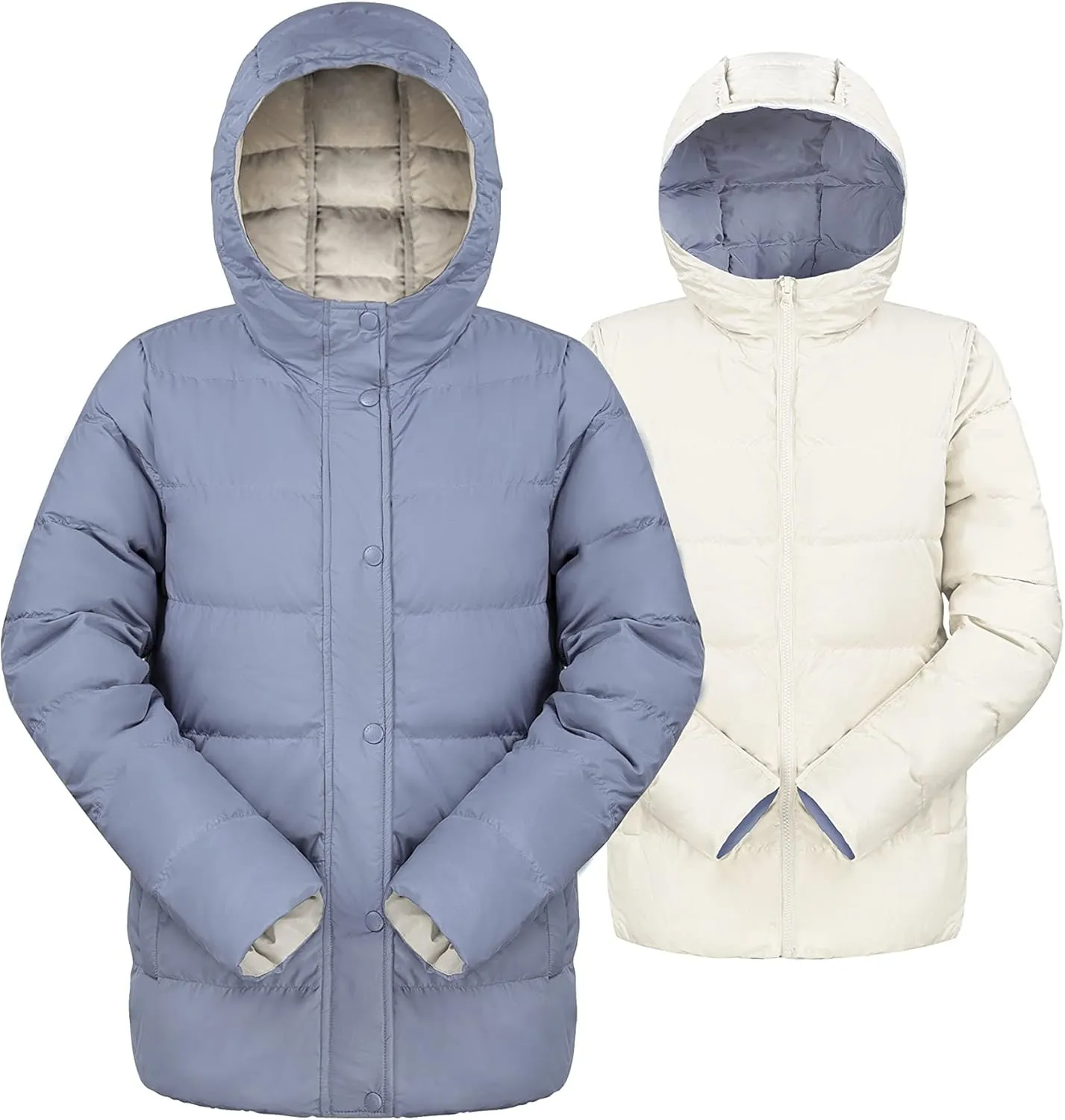 Orolay Women's Lightweight Down Coat Reversible Down Jacket with Hood