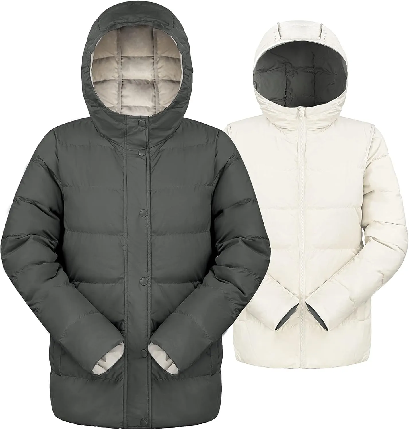 Orolay Women's Lightweight Down Coat Reversible Down Jacket with Hood