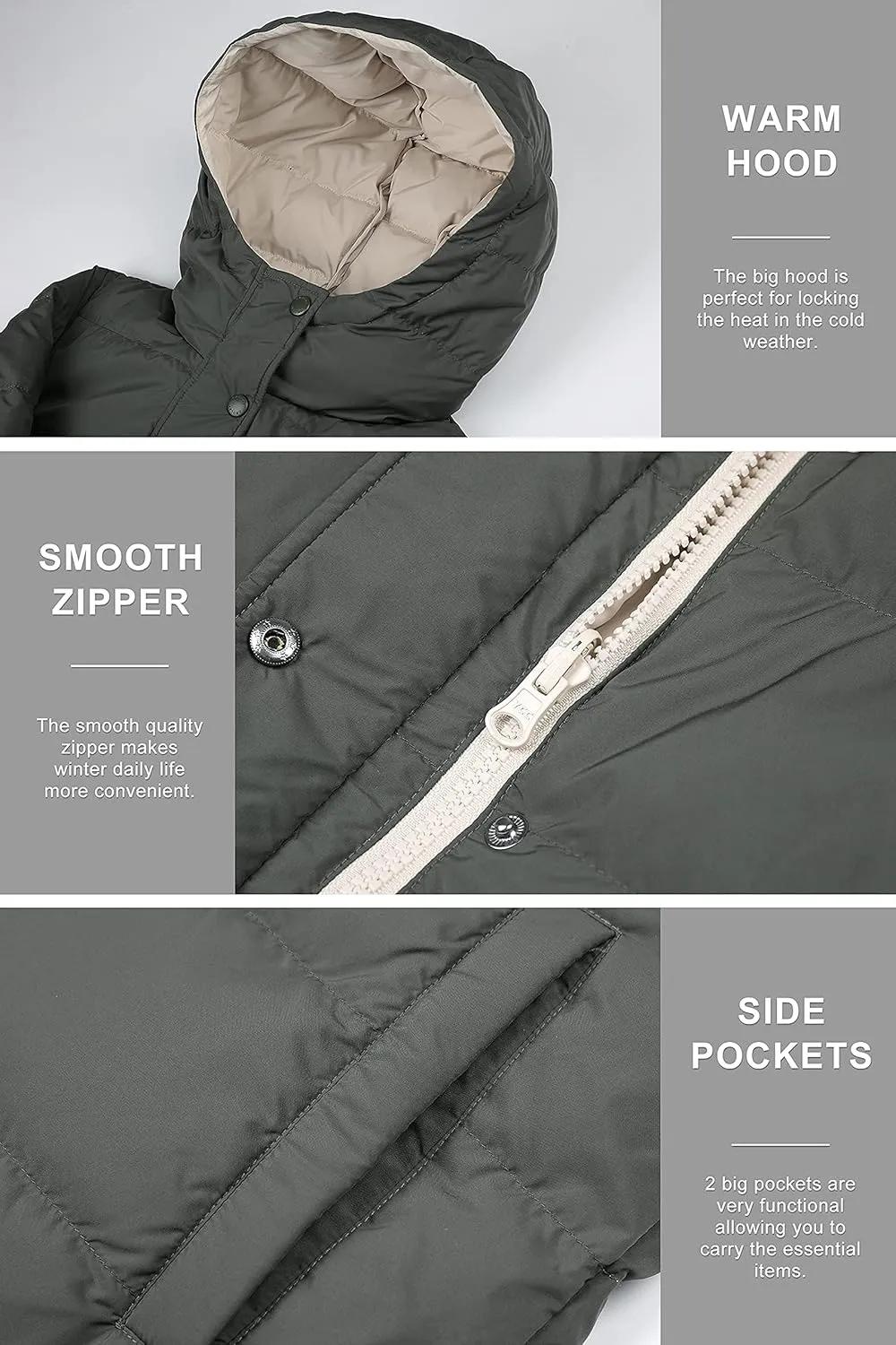 Orolay Women's Lightweight Down Coat Reversible Down Jacket with Hood