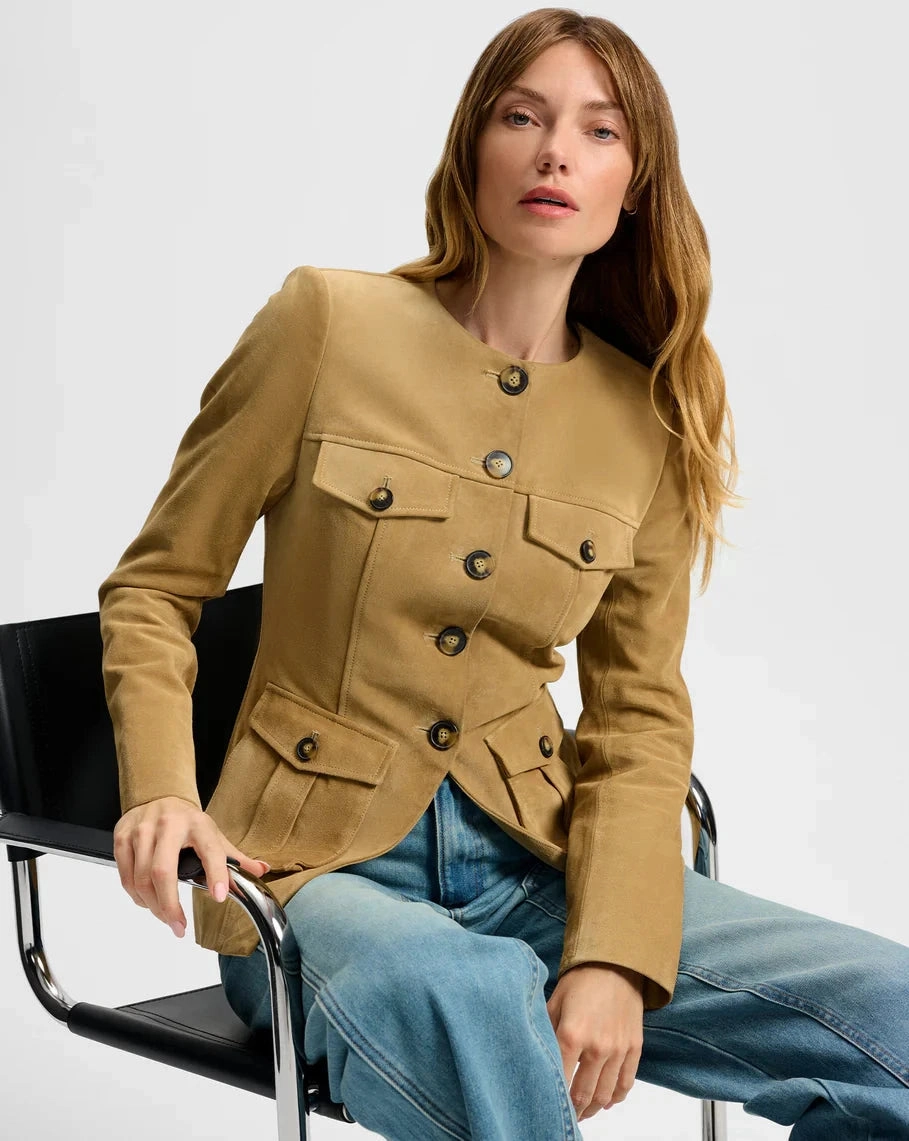 adults suitable for dance parties Orrin Suede Jacket Desert Khaki