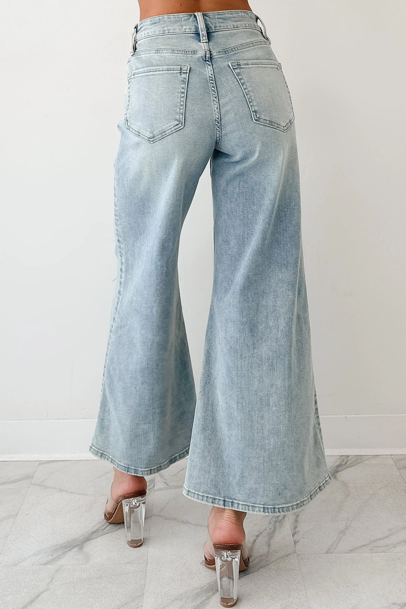 Oscar High Rise Wide Leg Mica Jeans (Light Aqua) FlexFoamInserts