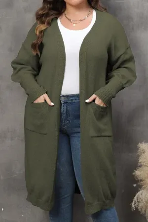 EasyCare Material OversizedSilhouette WOMEN PLUS SIZE OPEN FRONT KNIT CARDIGAN