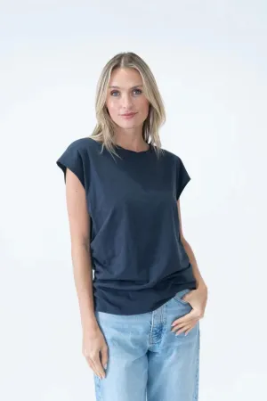 Six Fifty Allison Twist Neck Top Multi Directional Zipper Placement Layered Neckline